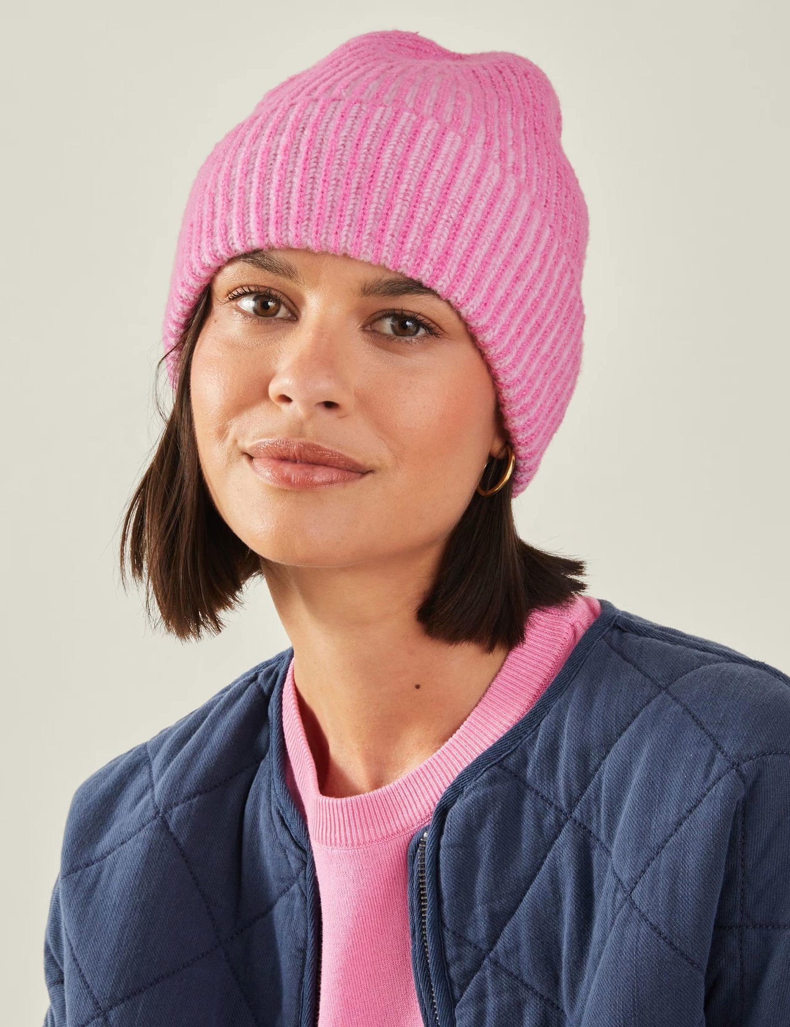 Knitted Beanie with Turn-Up Design